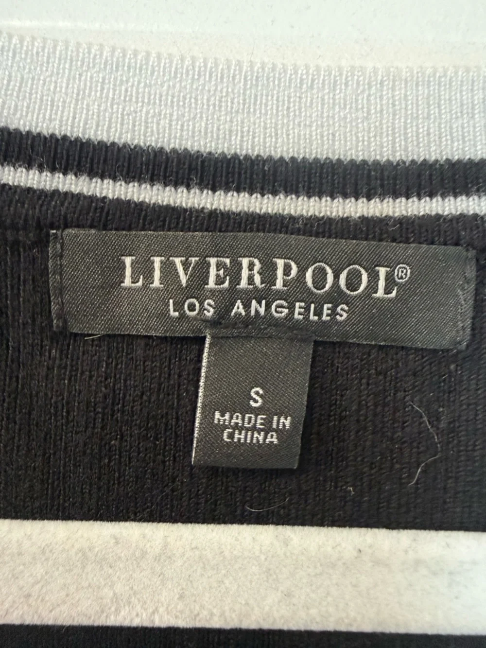 Liverpool Black Ribbed V-Neck Vest with White Trim - Picture 2 of 3